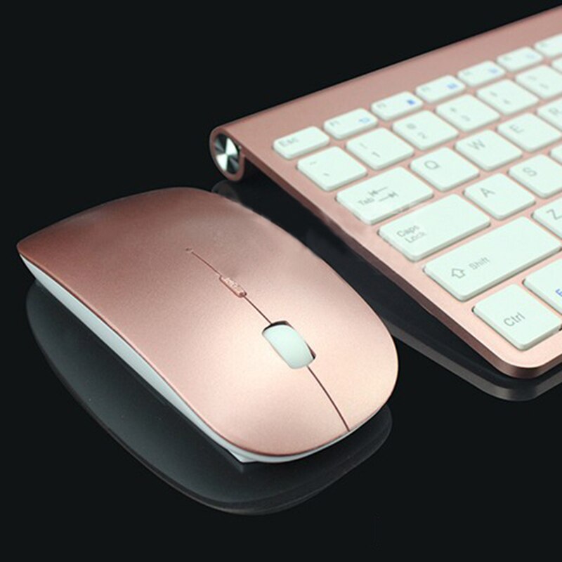 2.4Ghz Ultra-Thin Wireless Keyboard And Mouse Combo With USB Receiver Mouse Keyboard set For Apple PC WindowsXP/7/8/10(rose gold