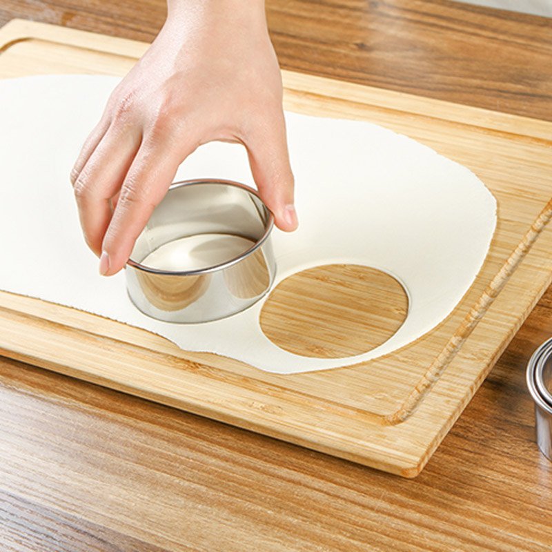 3Pcs Portable Dumplings Cutter Mould Cookie Pastry Maker Stainless Steel Dough Cutting Tool Round/Flower Shaped Kitchen Gadgets