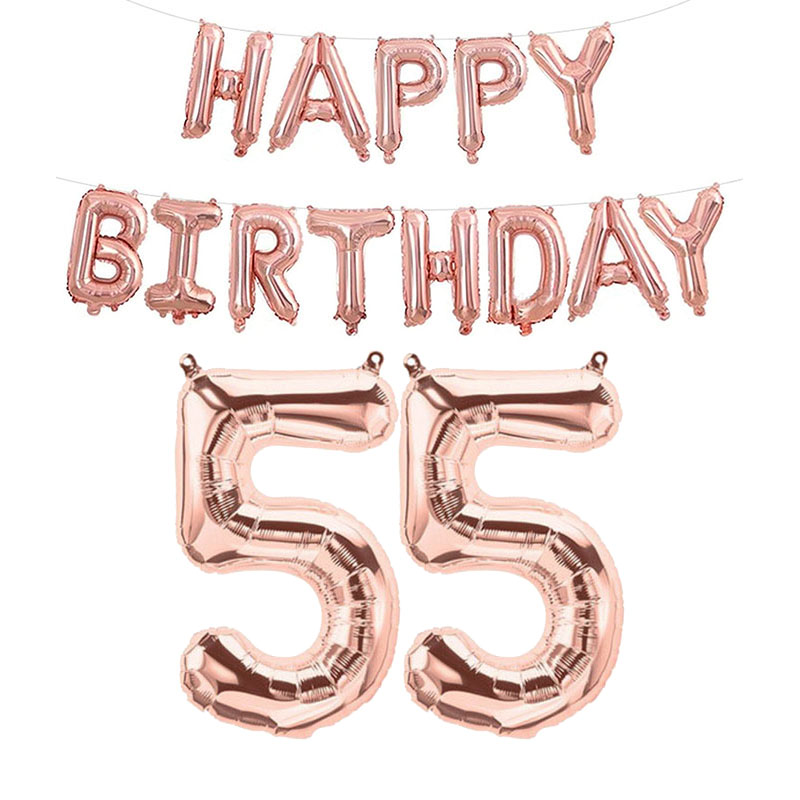 Globos de aluminio con números de feliz cumpleaños de oro rosa, decoraciones para fiestas para niños y adultos, niño y niña 10 11 14 15 18 25 30 35 40 50 60 70 años