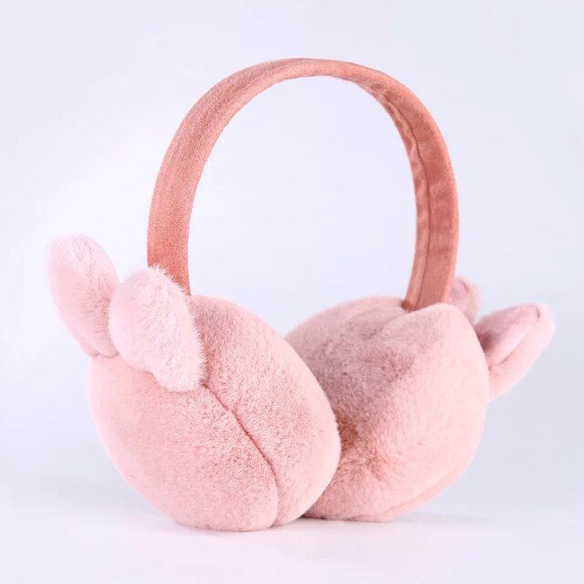 Protège-oreilles de lapin pliants pour enfants, élégants et créatifs, chauds, à la , pour fille et enfant: Leather pink