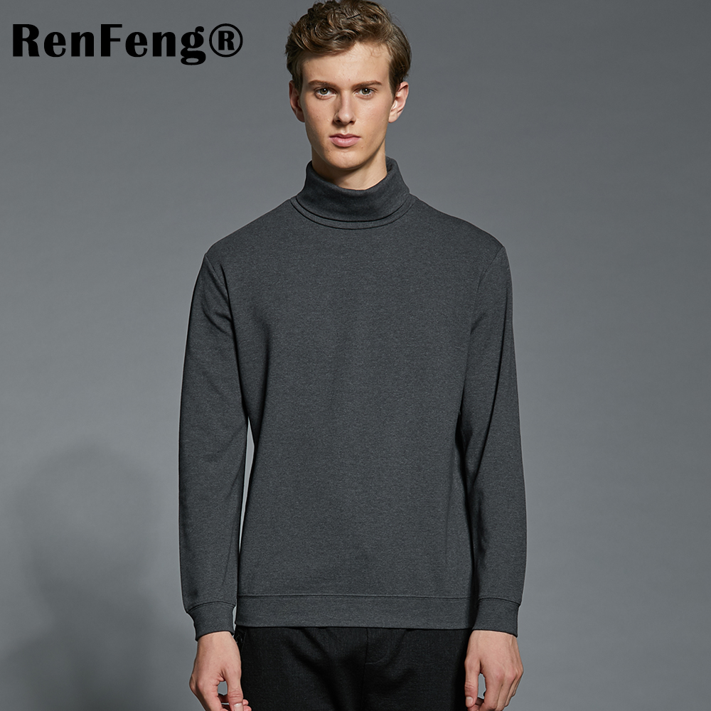 T-skjorter i bomull med turtleneck undertøy høst vinter merke skjorte herre underskjorter casual termisk homme lange ermer menn pluss str.