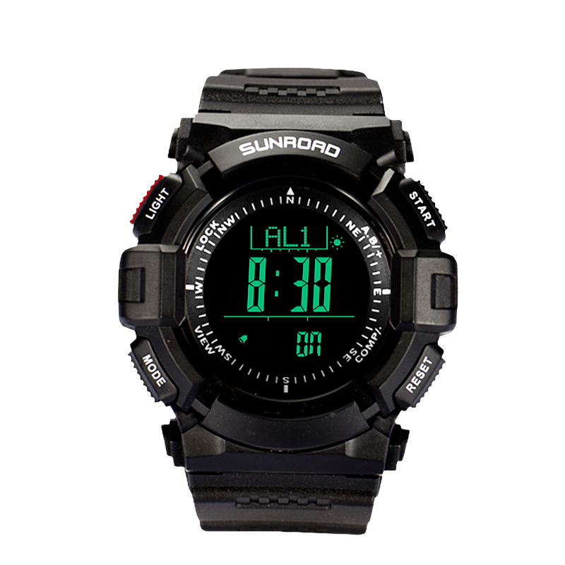 Sunroad Heren Digitale Sport Outdoor Horloge-Kompas Barometer Hoogtemeter Waterdicht Temperatuur Stopwatch Reloj Polshorloges