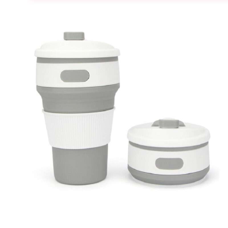 Outdoor Draagbare Koffie Kopje Inklapbare Siliconen Inklapbare Water Cup Drinkbeker Thee Beker Bier Mok Reizen: Dark Gray