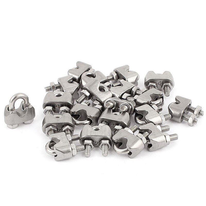 4mm 1/6 inches rustfrit stål wire reb kabel klemme tang wire reb klemme 20 stk