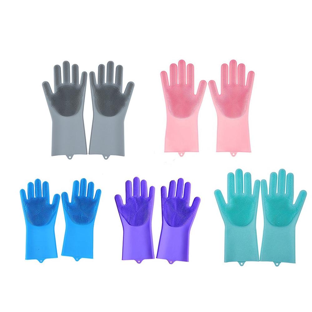 1 paio di Guanti in silicone per Lavare I Piatti Guanti Guanti di Lavaggio Spugna macchia Guanti di Gomma per la Cucina Giardino Strumenti di Pulizia