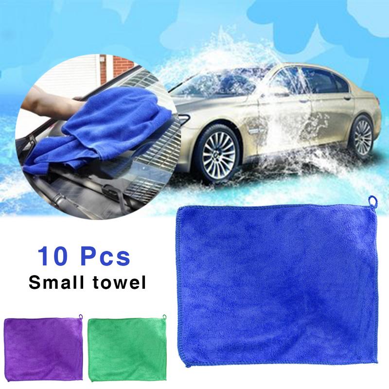 10 stk mikrofiber bil rengøringshåndklæde bil motorcykel vask glas husholdningsrengøring lille håndklæde