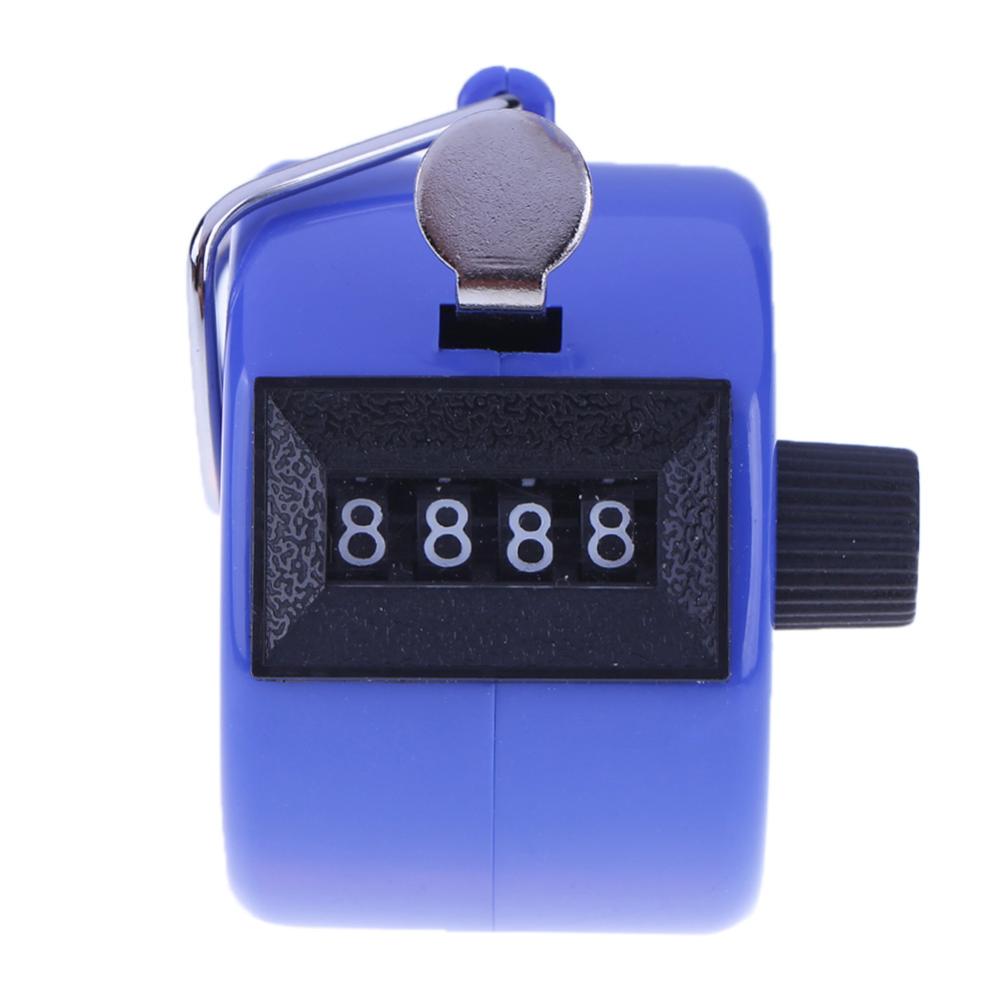 Counter Clicker 4 Cijferig Nummer Tellers Plastic Shell Vinger Display Handmatige Telling Tally Clicker Timer Voetbal Golf Teller: Blue