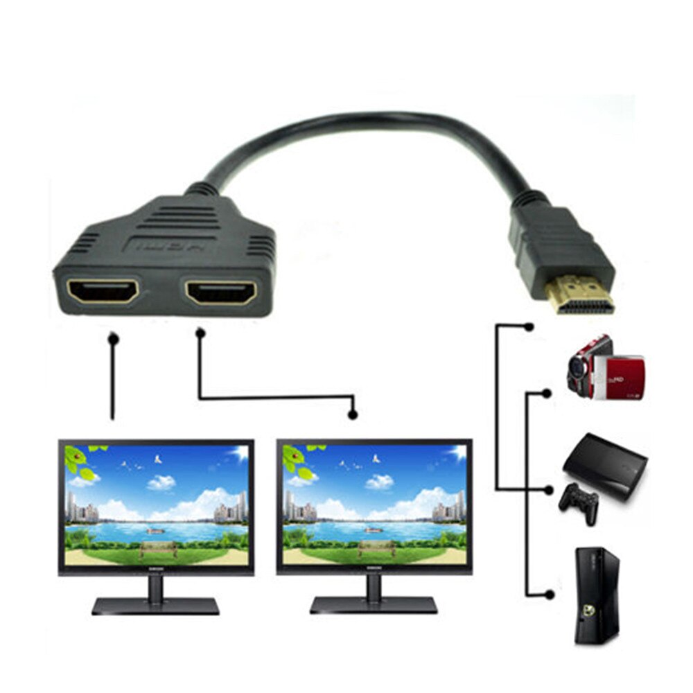 2 Dual Port Y Hdmi-Splitter 1080P Hdmi-Poort Male Naar 2 Vrouwelijke 1 In 2 Out splitter Kabel Adapter Converter Hdmi-Sluit Kabel: Default Title