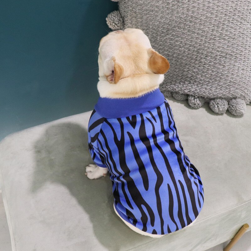 Pet Dog Clothes Puppy Winter Warm Clothing French Bulldogs Hoodies Dog Cotton Coat Jacket Dog Clothes For Small Dogs Pug: Blue / XL