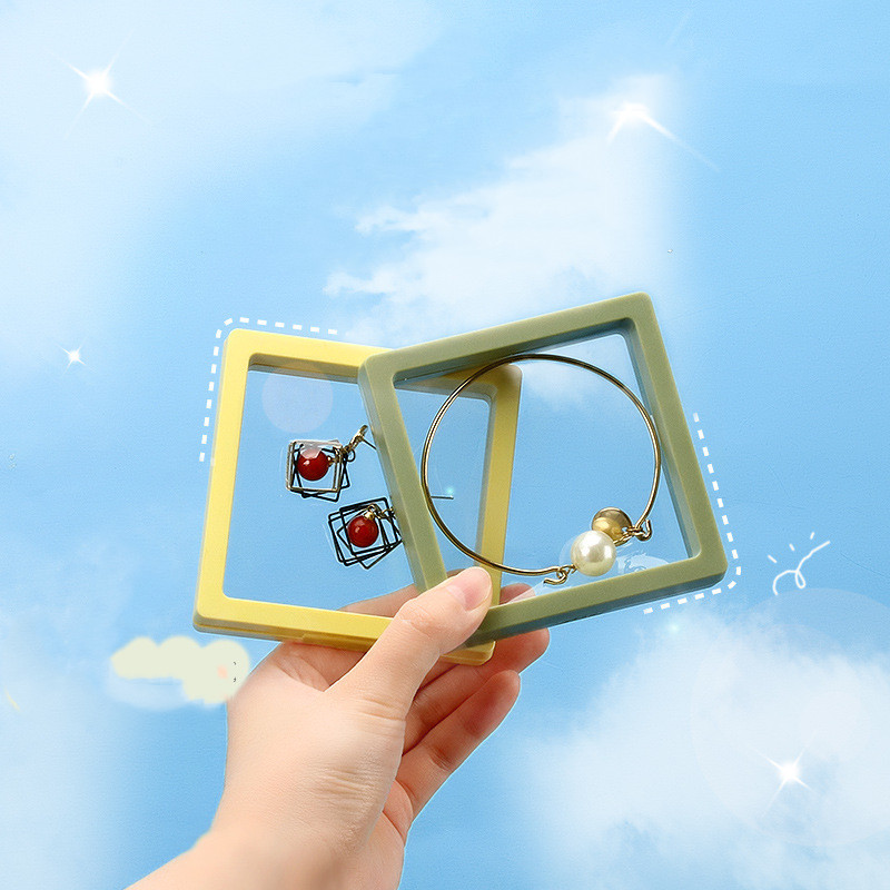 10 stk/parti fargerike 3d flytende rammer skyggeboks smykker display ring anheng holder beskytte smykker perle presentasjonsveske
