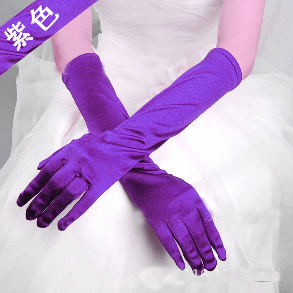 10 Stk/partij 20 Kleur 38Cmwomen Dame Dansen Prestaties Lange Paarse Handschoenen Mode Avondfeest Handschoen