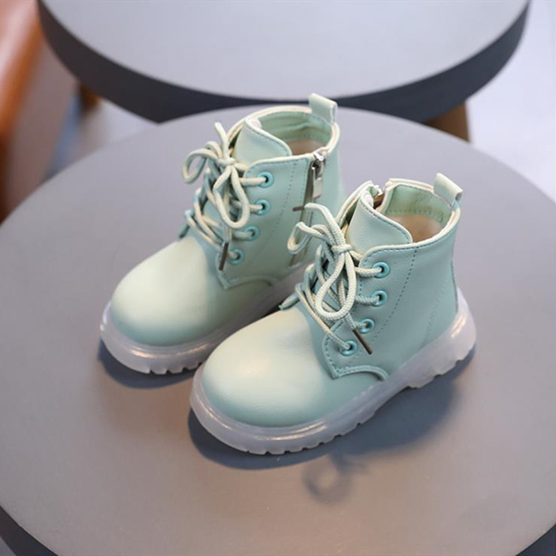 Zapatos de invierno con cremallera lateral para niños y niñas, botas a prueba de agua de cuero PU, botas de goma, zapatillas de nieve,