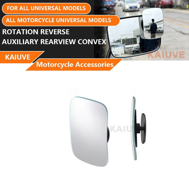 Espejo retrovisor para punto ciego de coche y motocicleta, espejo redondo pequeño ajustable gran angular 360 ° Retrovisor auxiliar inverso de rotación