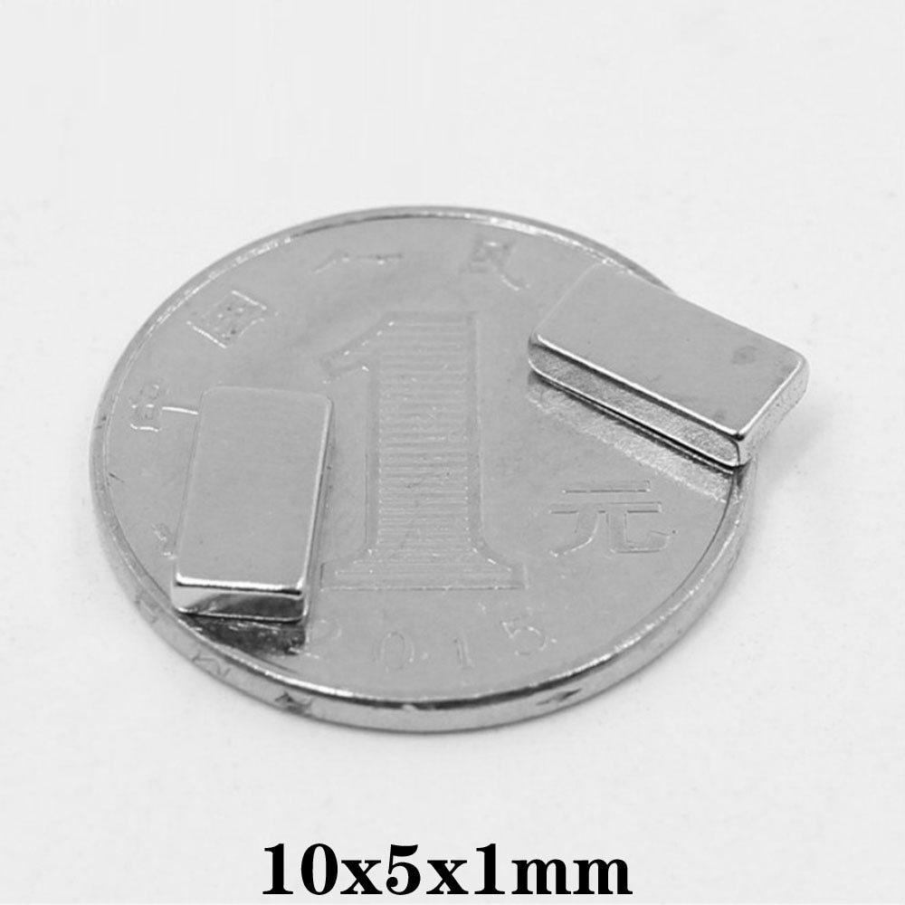 50 ~ 1000pcs 10x5x1 Magnete in Terre Rare Spessore 1mm Piccolo Rettangolare Magneti di Blocco 10x5x1mm Al Neodimio Magnetico Permanente 10*5*1