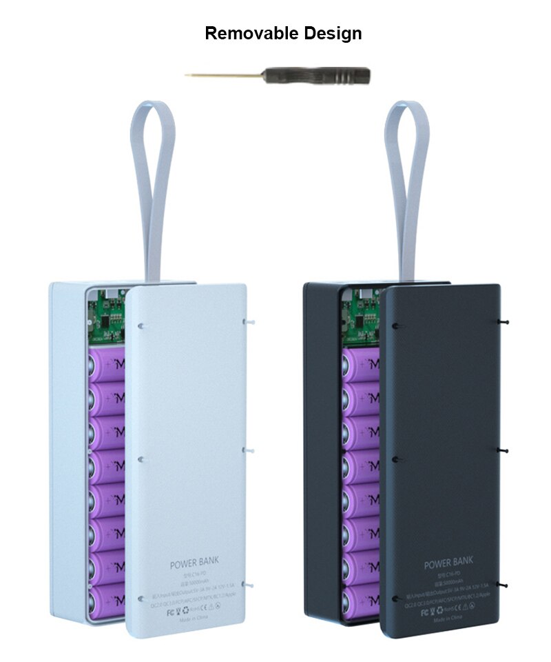 16*18650 batteri power bank taske oplader boks holder dobbelt usb lcd display support hurtig &amp; trådløs opladning til iphone 13 xr 12