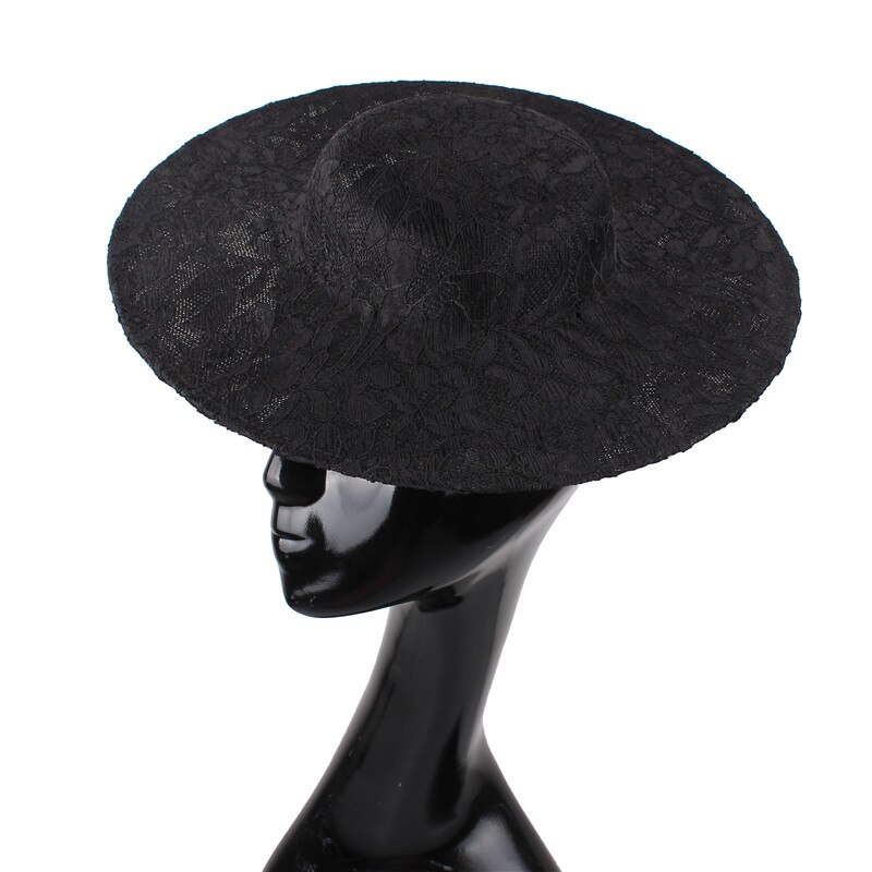 Charming big derby kenducky hats women nice headpiece headband wedding fascinator hats bridal show race millinery cap: Black