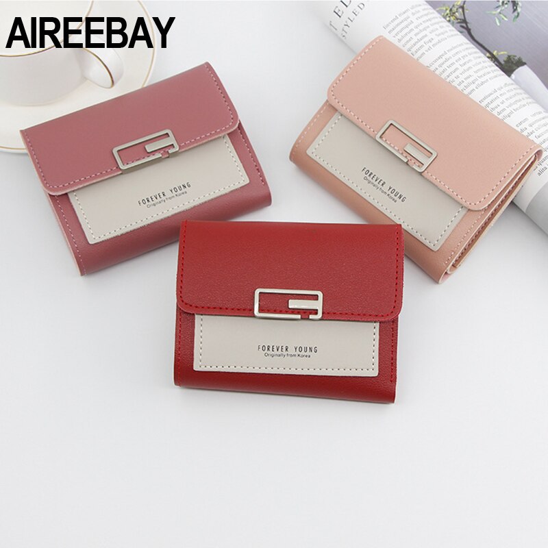 AIREEBAY Mini Portemonnee Vrouwen Mode Portemonnee Vrouwelijke Korte Kleine Portefeuilles Koreaanse Stijl Studenten Mooie Roze Portemonnee Vrouwelijke Portemonnee