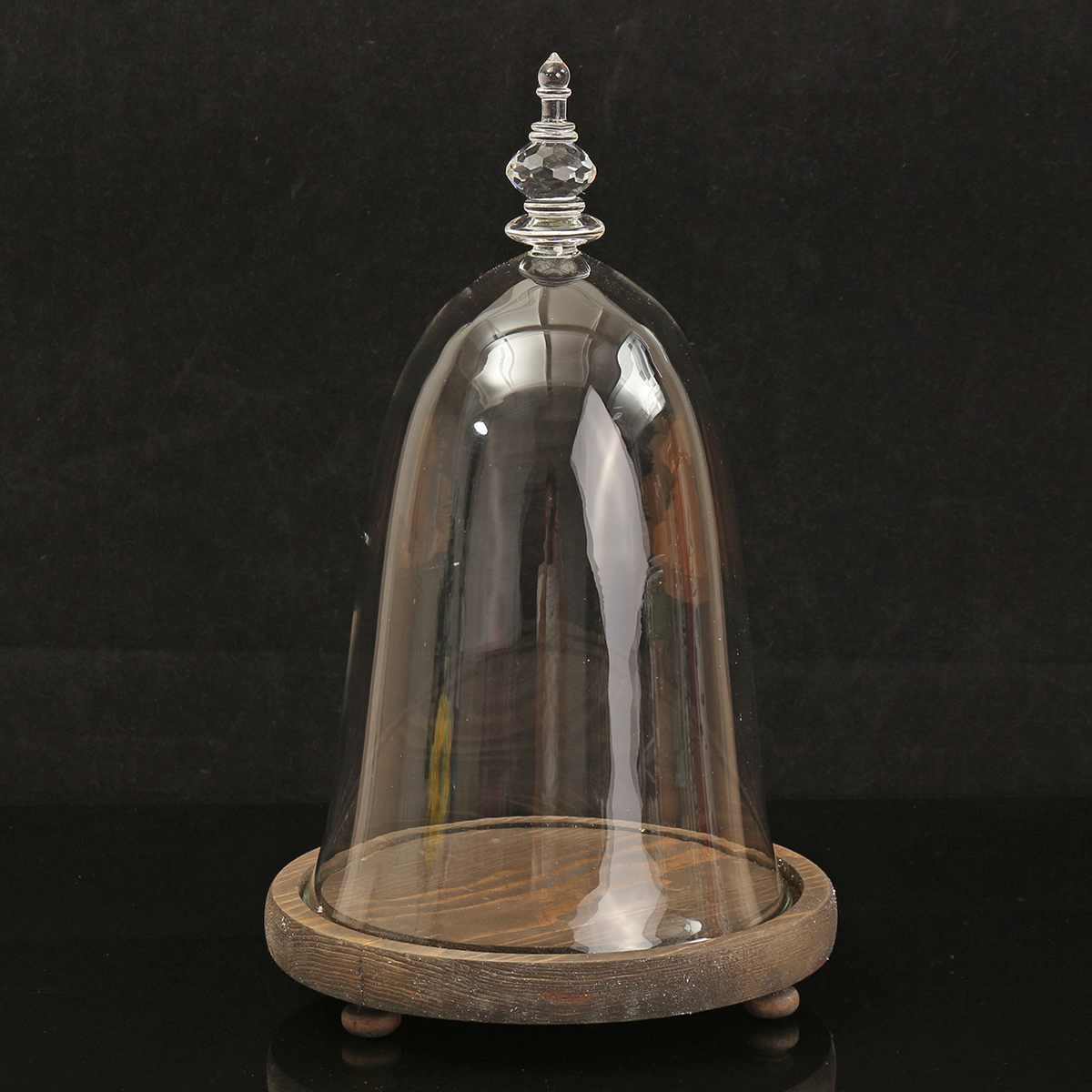 Home Decor Vases Glass Flower Display Cloche Bell Jar Dome Immortal Preservation With Wooden Base Everlasting Flower Glass Cover: Black