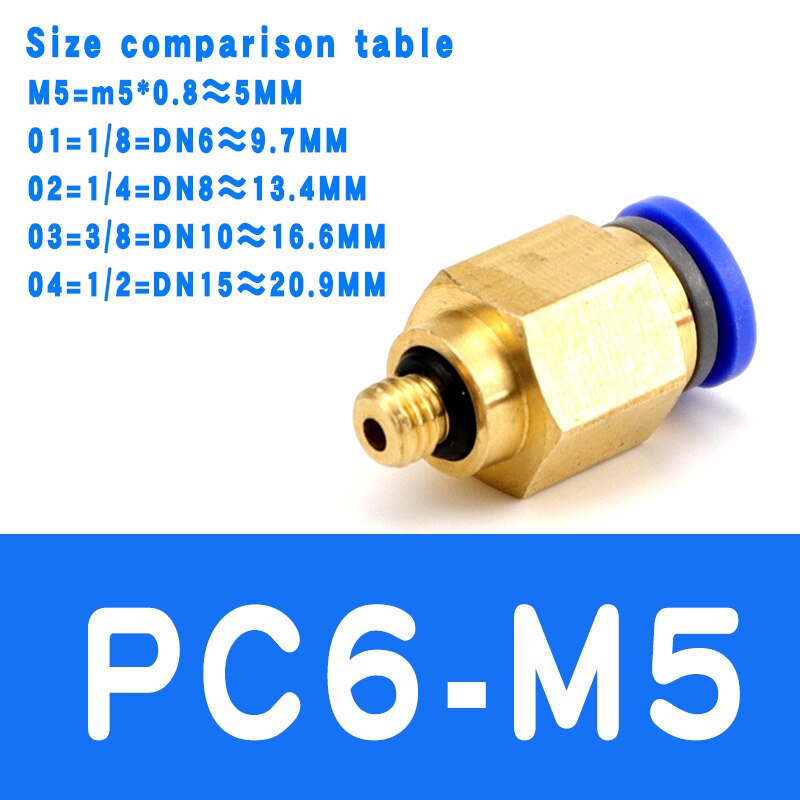 Air Pneumatic PC Fitting 10mm 8mm 6mm 4mm Hose Tube 1/4"BSP 1/2" 1/8" 3/8" Male Thread Pipe Connector Quick Coupling Brass: PC6-M5