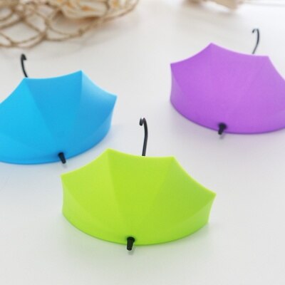 3Pc Opslag Haak Creatieve Paraplu Vorm Kleurrijke Sleutel Hanger Holder Thuis Slaapkamer Muur Decoratie Accessoires Belasting Gewicht 0.2Kg: C