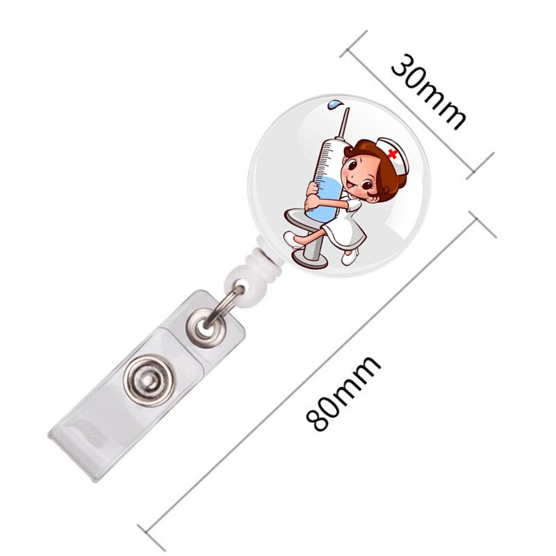 10 Stks/partij Cartoon Mooie Vrouwen Verpleegster Arts Medische Hart Intrekbare Badge Reel Broches Clips Voor Id Naam Kaarthouder Sleutelhanger