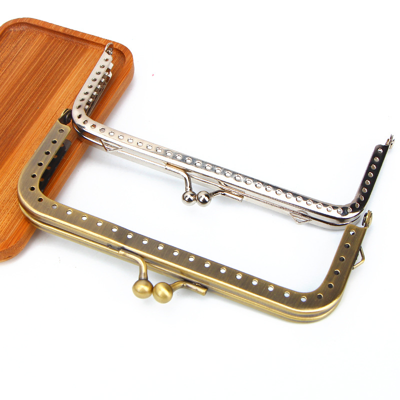 8/10/12 Cm Square Metal Purse Frame Handle for Clutch Bag Handbag Accessories Making Kiss Clasp Lock for Bag Bag Accessories