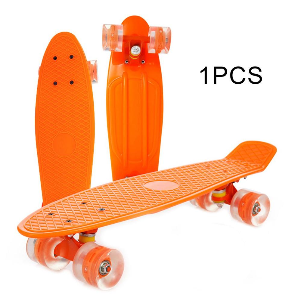 8 Colors Aluminum Magnesium Alloy Banana Skateboard Youth Road Travel Single Rocker Children Adult Four-Wheeled Scooter Newest: Orange