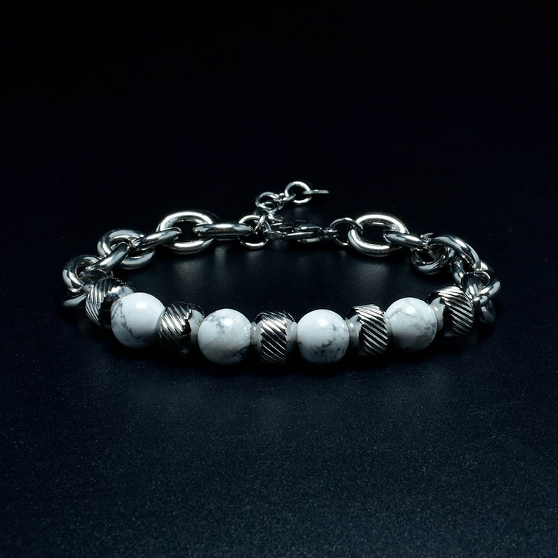 Charm Titanium Steel Man Chakra Jewelry Stainless Steel Men's Black Volcanic Beaded Braclets Stone Cuff Bracelets