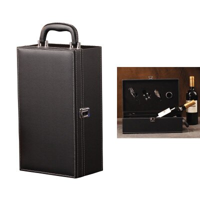 PU Leer hoogwaardige Wijn Dubbele Box 750 ml 2 Flessen Pakket Leer Wijn Geschenkdoos Effen Top- grade Commerciële Verpakking: 13
