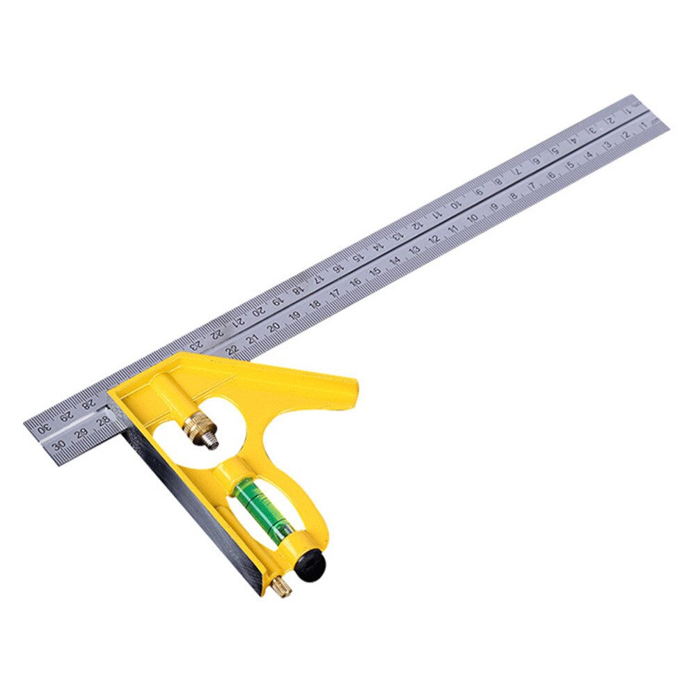Multifunctional Angle Ruler Adjustable Combination Square Woodworking Ruler 12 Inch 300mm With Bubble Level Gauge Measuring Tool: 30mm yellow