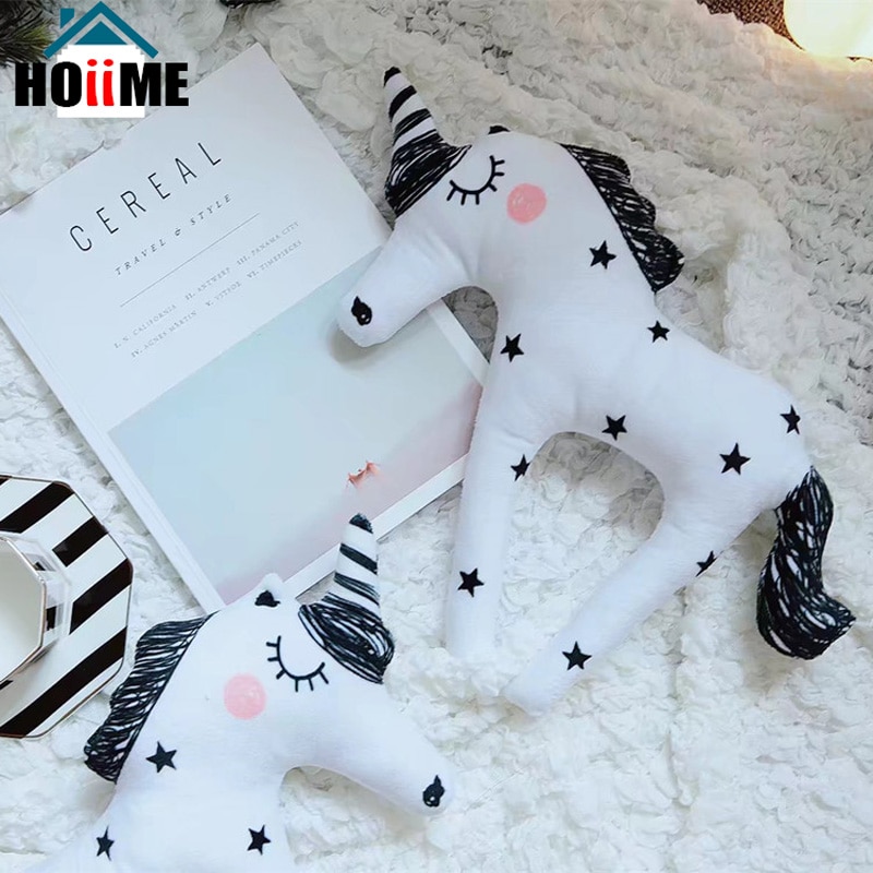 Hoiime print levendige eenhoorn kussen pop speelgoed dier paard vorm schattig kantoor knuffel kerst kussen camera decoratie