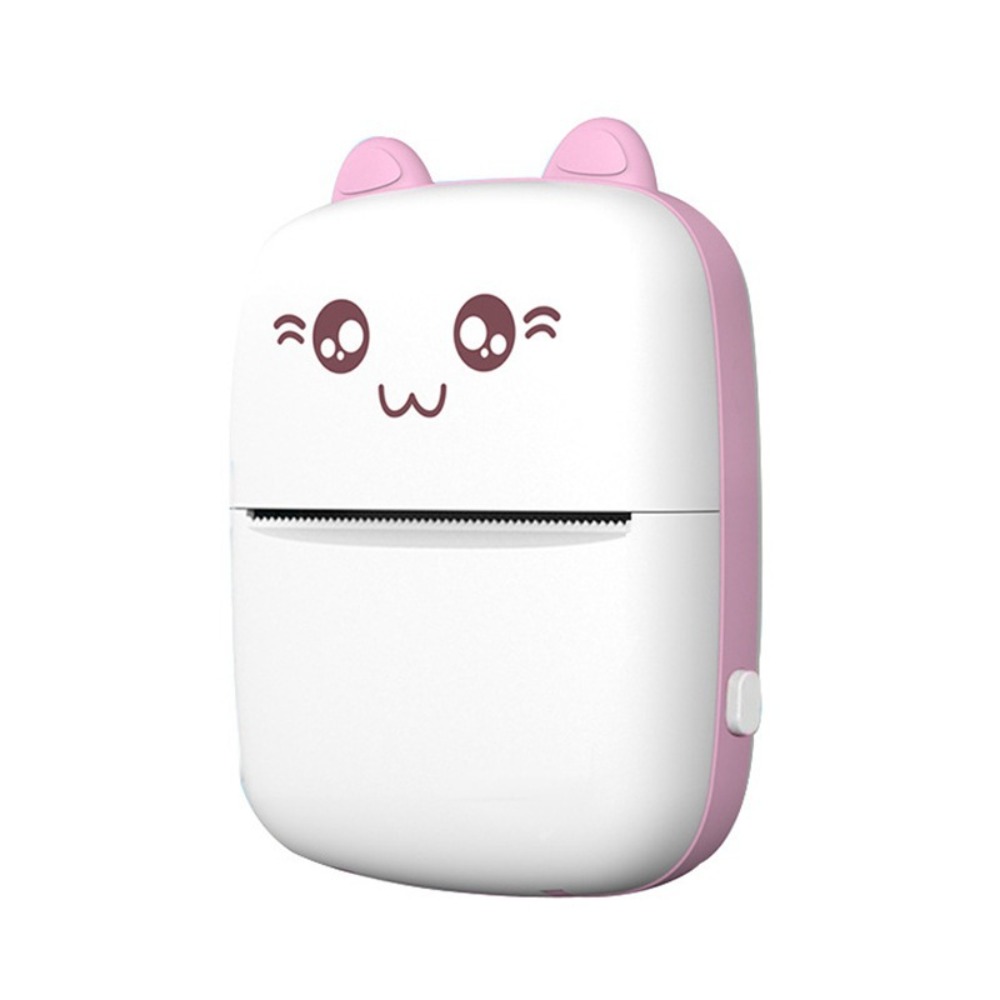 Portable Thermal Printer Lightweight Mini Wireless Bluetooth Printer Cat Shaped Pocket Thermal Label Printer Student: black