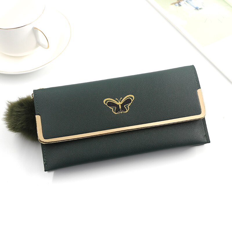 Lange frauen Brieftasche Weibliche Geldbörsen Quaste Karte Halfter Brieftaschen Weibliche Pu Leder Kupplung Geld Tasche Pu Leder Brieftasche: Grün