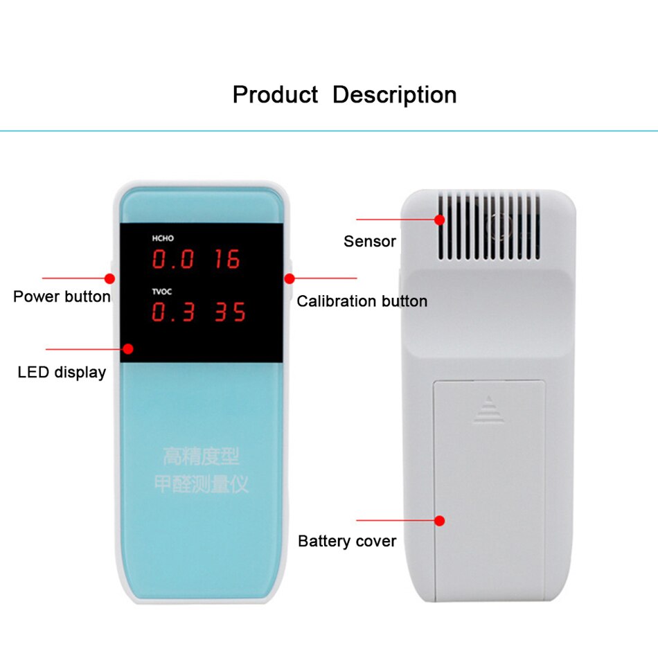 Triple Formaldehyde Benzene TVOC Gas Detector Analyzer Tester Home Air Purification Meter Air Monitor