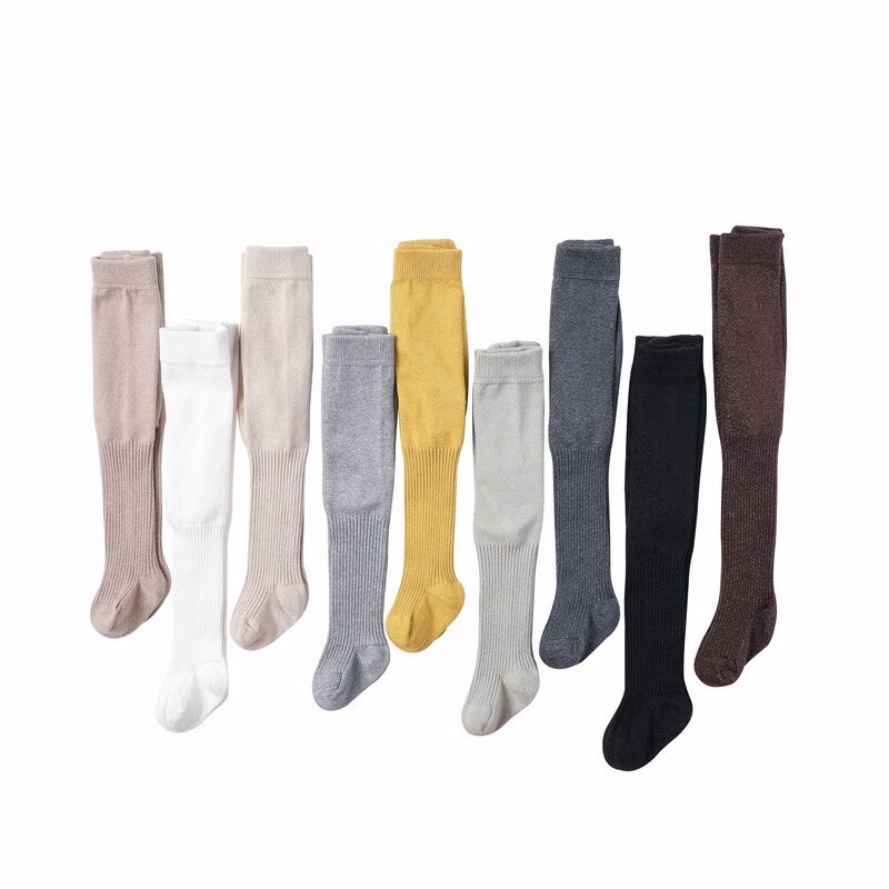 Hiver automne couleur unie bébé collants tricoté bébé bas doux Stretch coton -né bambin collants pour garçons filles pantalons