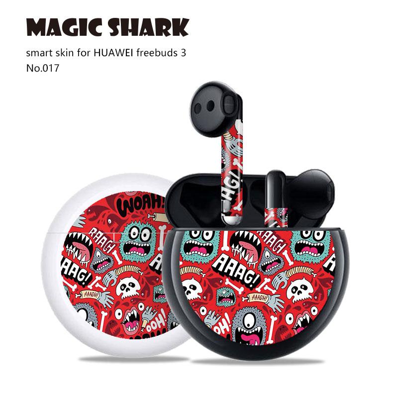 Magic Shark 2.5D pcv malowanie czaszka diabeł naklejki skóry pokrywa Film Case dla HUAWEI Freebuds 3: 017