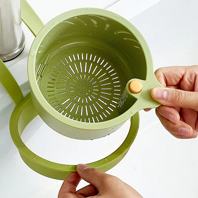 Cesta de drenaje para fregadero 2 en 1, bolsa de filtro colgante para grifo, cesta de volcado automático ajustable, estante de esponja para fregadero, recolector de residuos de cocina
