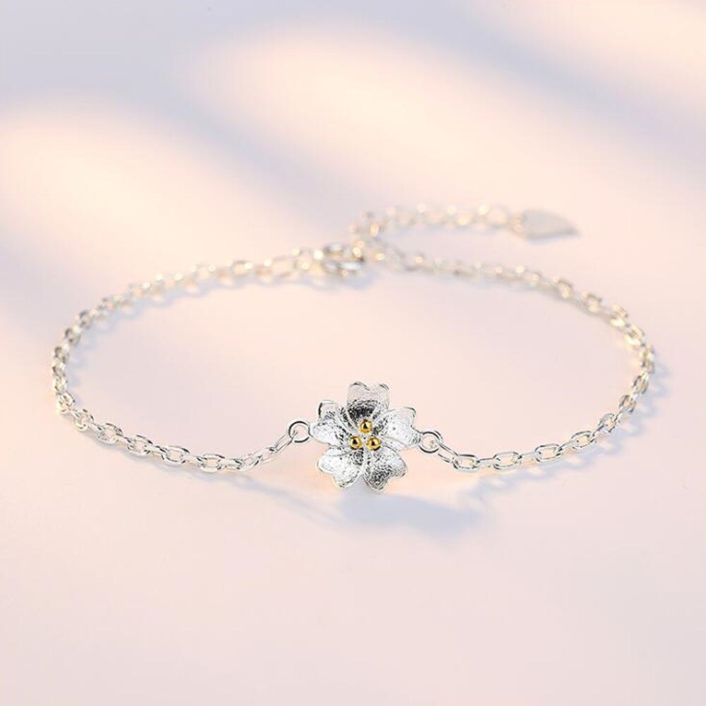 Nehzy  s925 stempel smykker kvinnearmbånd retro søt blomsterarmbånd lengde 19.5cm