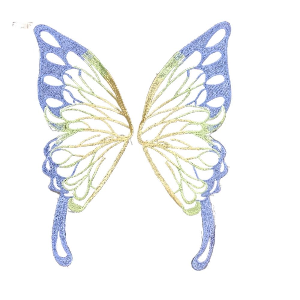 Large Butterfly Embroidery Appliques For Clothes Patches Lace Fabric Accessories For Wedding Dress Bridesmaid DIY Decor: DULL