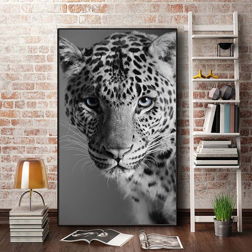 Preto e branco leopardo pantera na parede arte cartazes e impressões animais pantera arte imagens para sala de estar cuadros: 20x35cm No Frame