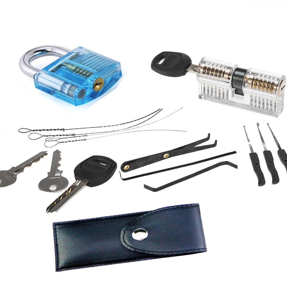 4 in 1 Locksmith Super Training Kit ,Padlock Double-end Lock 10pcs Remove Key Tools