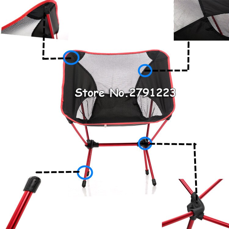 Sammenklappelig campingstol fiskeri bbq vandring ultra lys stol udendørs værktøjer stærk høj belastning 150kg strand picnic sæde foldestol