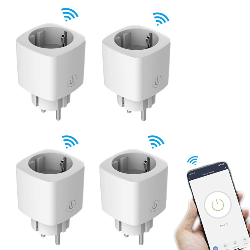 WiFi Smart Plug EU Adapter Wireless Remote Voice Control Socket Timer Socket For Use With Alexa Google Home: 4piece