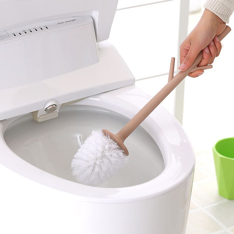 Træformet toiletbørste sæt aftageligt badeværelse toiletbørste toiletbørste rengøringsmiddel (gul)