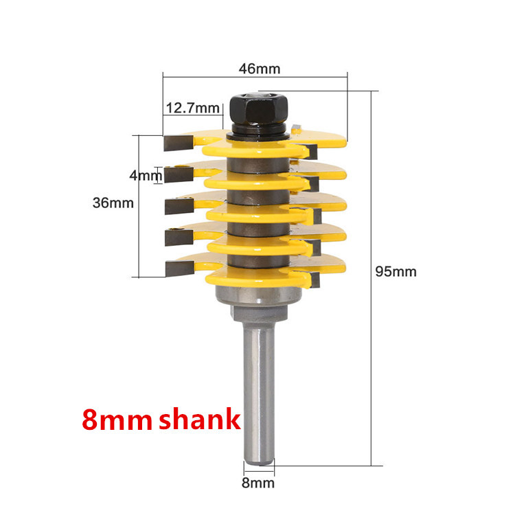 HS outils langue et rainure doigt Joint routeur Bit bois burin fraise fraise pour tiroir plancher armoire porte: 8mm