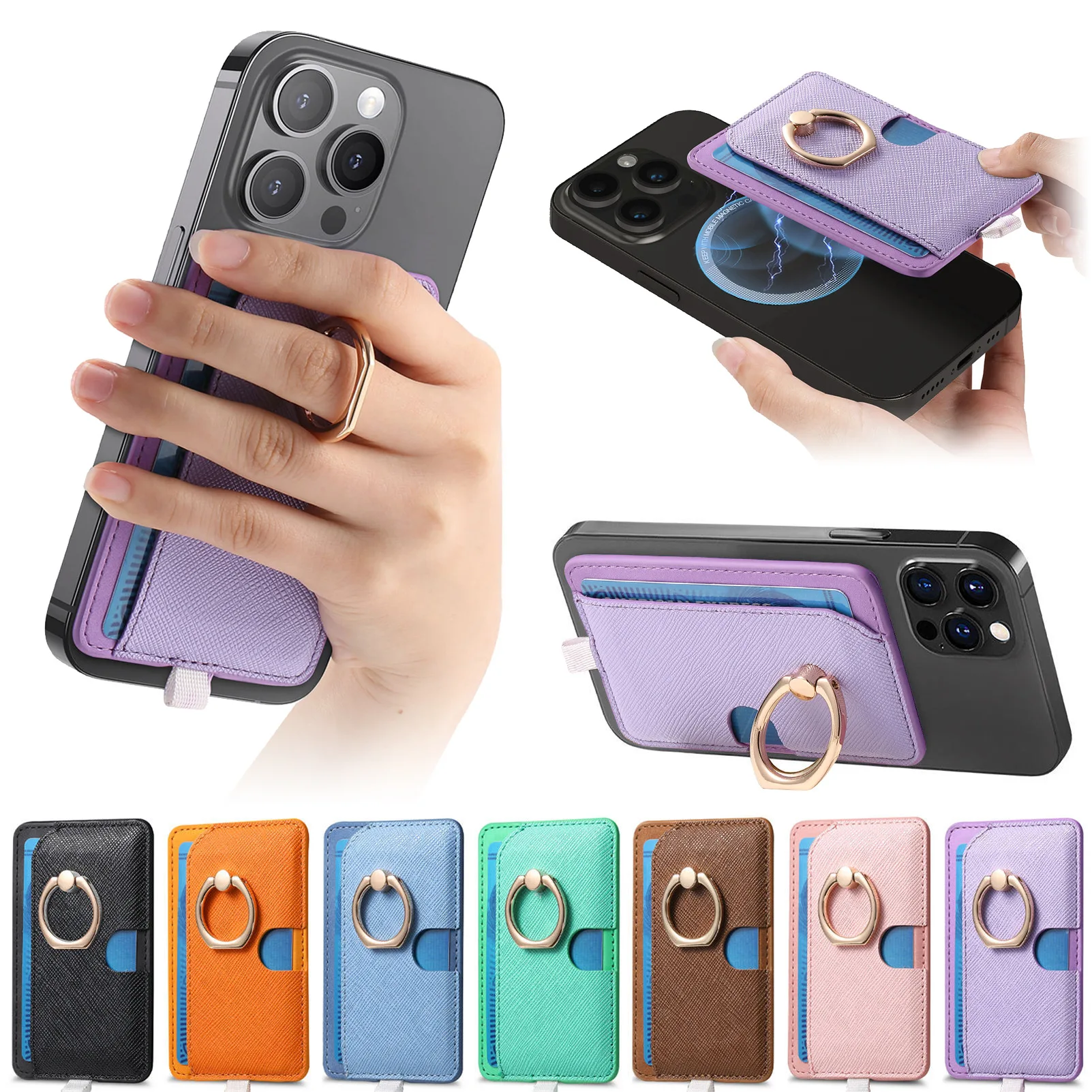 Magnetic Magsafe Card Holder Wallet Simple Ring Storage for Cards Credit Cards Debit Cards Easy Access