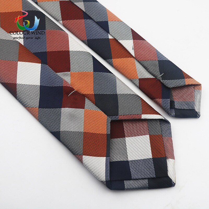 Formelt plaid slips 7cm jacquard vævet polyester hals slips til mænd klassiske tern slips herre slips til bryllup jakkesæt