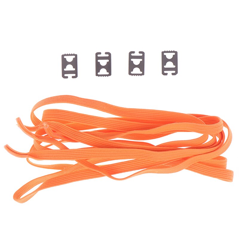 1 Paar Elastische Rubber Schoenveter Geen Tie Lui Schoenveters Met 4 Pcs Gesp Elastische Band 105 Cm: Orange