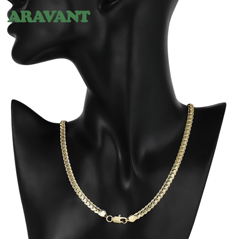 Gouden Kettingen Zilver 925 Breed 5Mm Platte Zijwaarts Ketting Voor Mannen Mode-sieraden