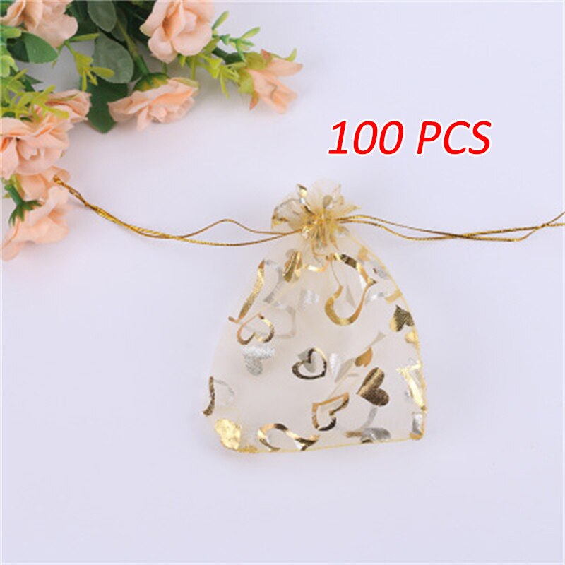 100 sztuk/partia 10*13CM organzy prezent torba na biżuterię wielobarwność sznurek woreczki na wesele boże narodzenie cukierki biżuteria pakowania: złoto